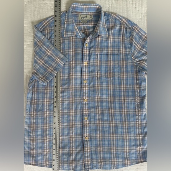 Grayers Clothiers Men’s Plaid Short Sleeve Shirt Blue Brown Cotton XL - Picture 7 of 9